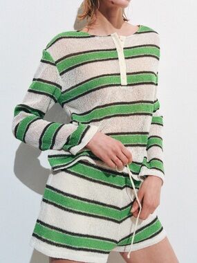Zara Green and White Striped Knit Set!
